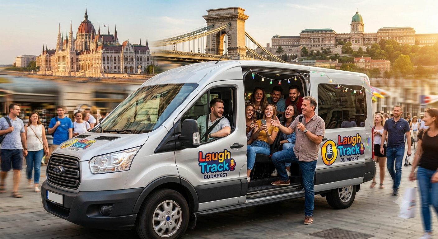 Happy tourists having fun in Budapest